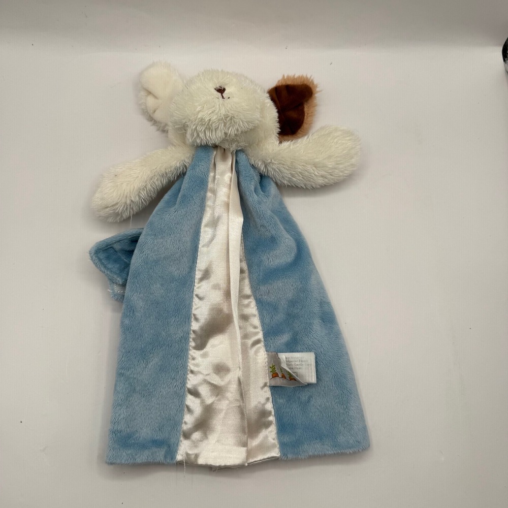 Bunnies by the Bay Buddy Blanket Kids OS Blue Puppy Dog Satin Trim Lovey 100016